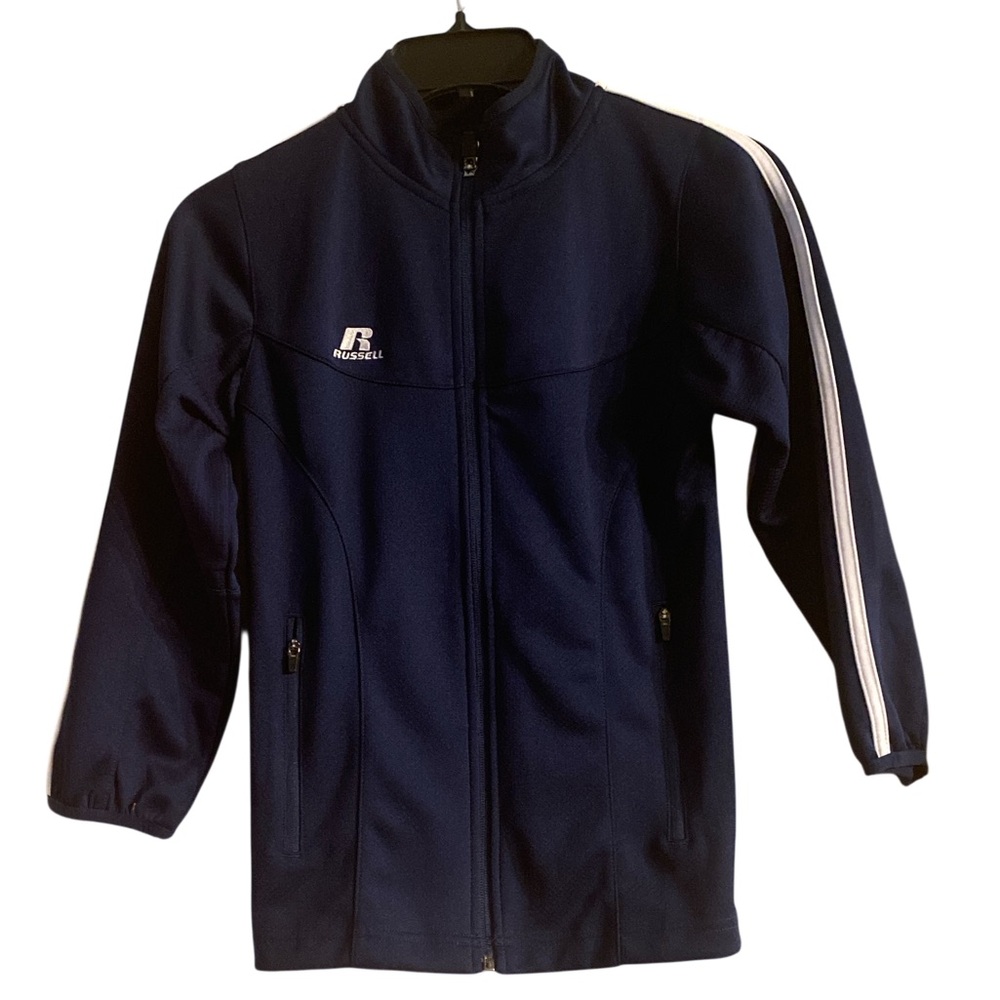 Pre-Loved RUSSELL Athletic Game Day Full Zip Navy Blue Jacket, Size: Youth Small